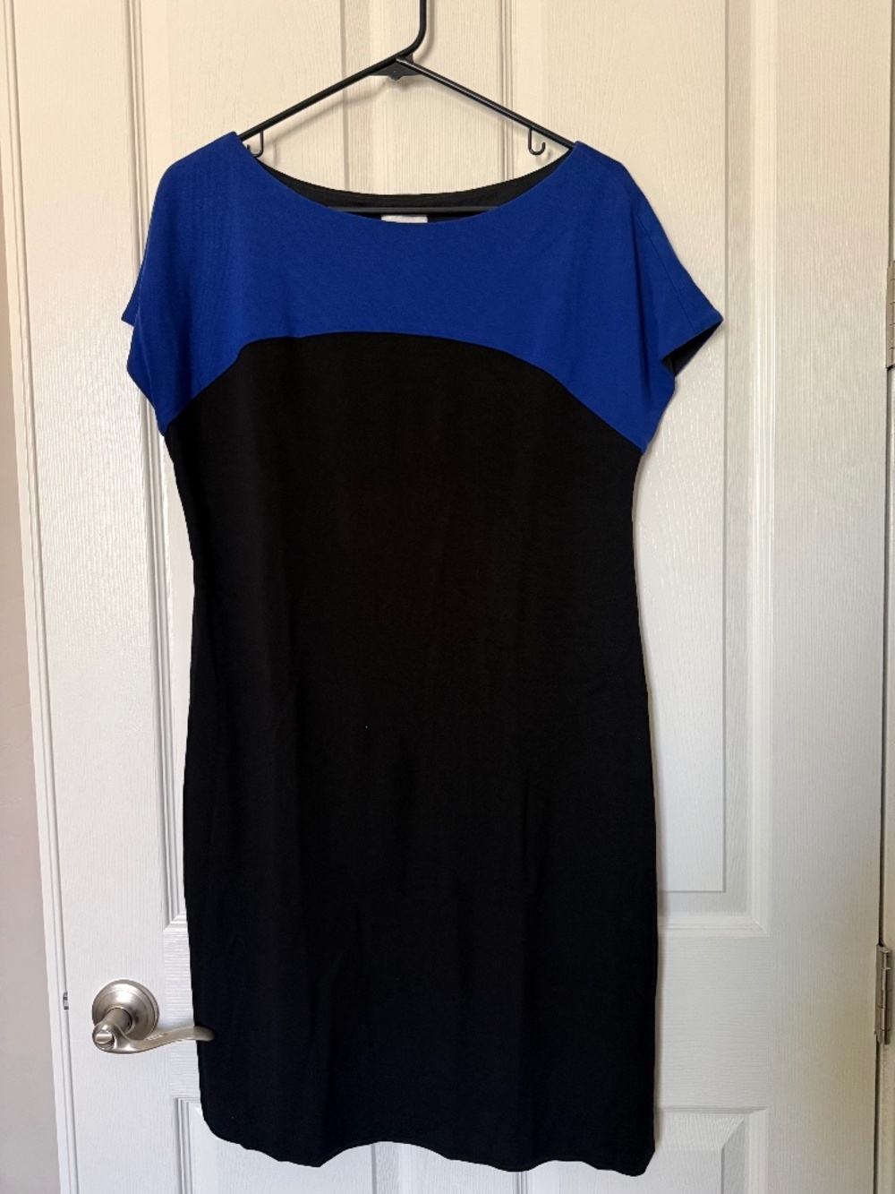Chico's Sz2 Black/Blue Cap sleeve dress